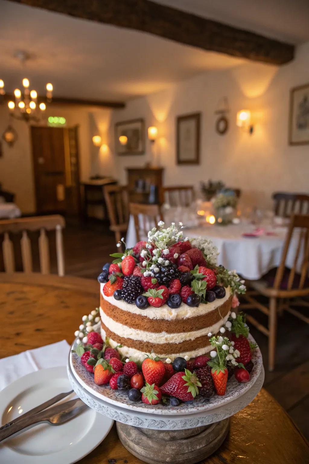 A berry bloom cake that’s both rustic and elegant.