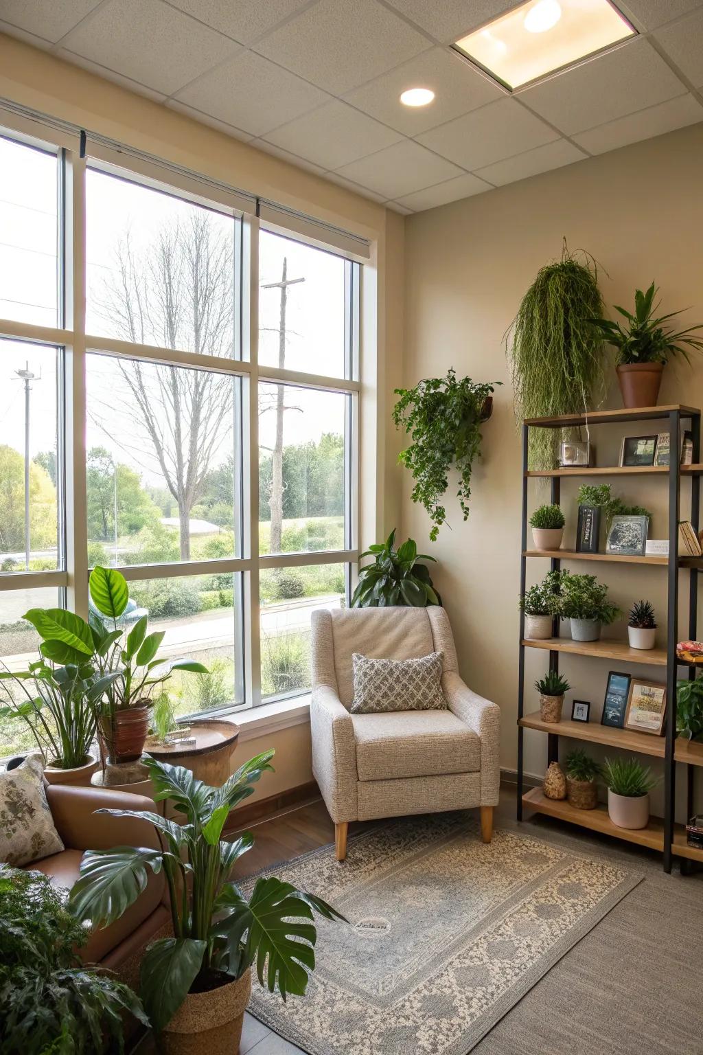 Greenery infuses a touch of nature and vitality.