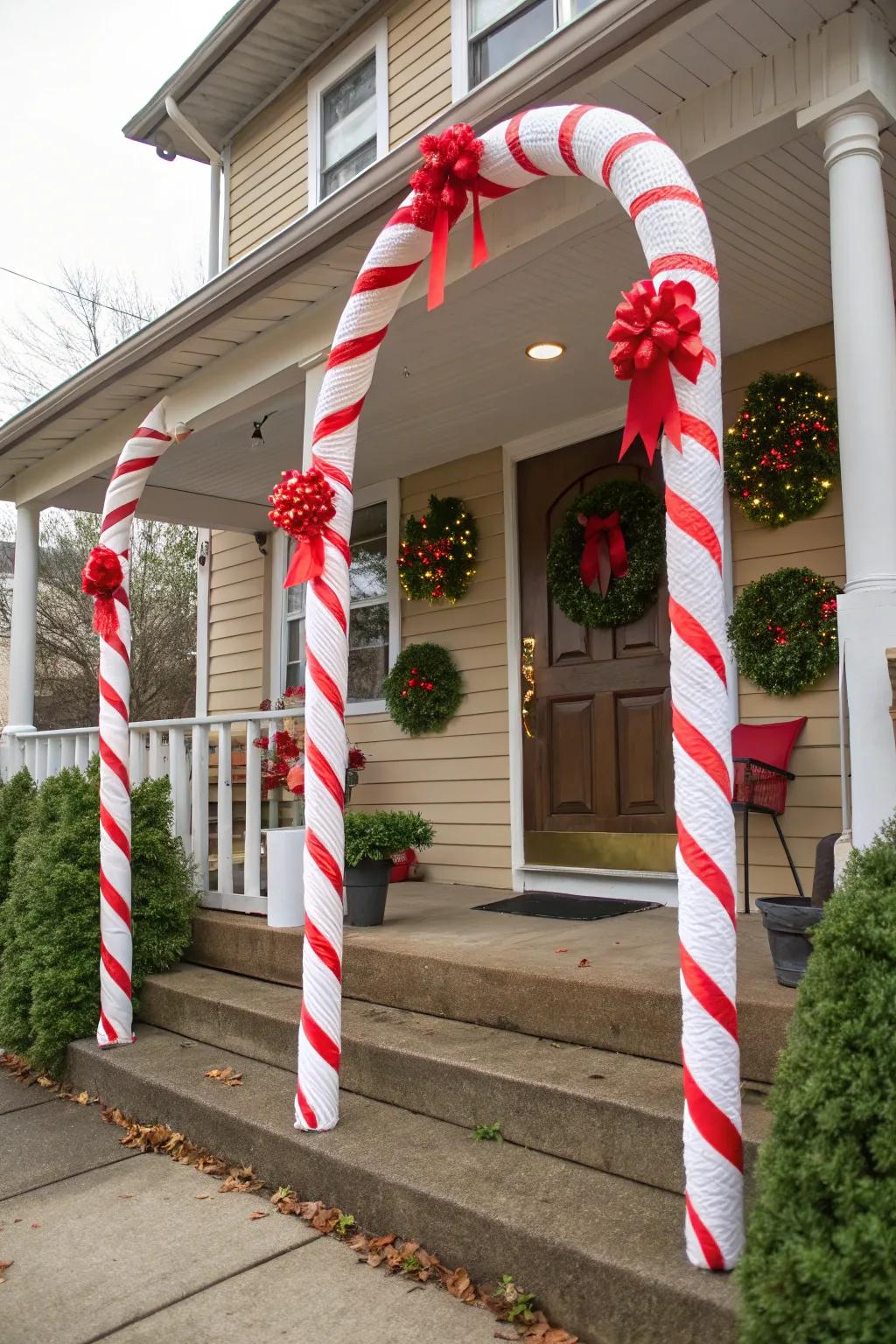 Fabricate a grandiose entryway with peppermint stick spans.