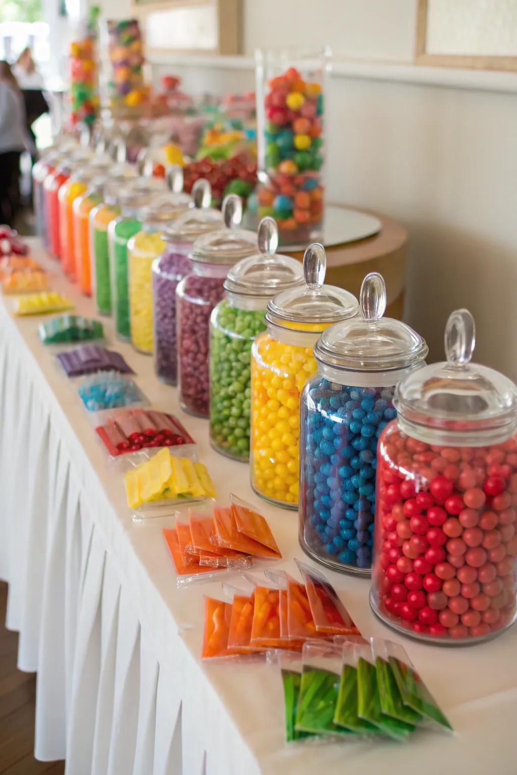 An extravagant candy buffet ready to delight guests