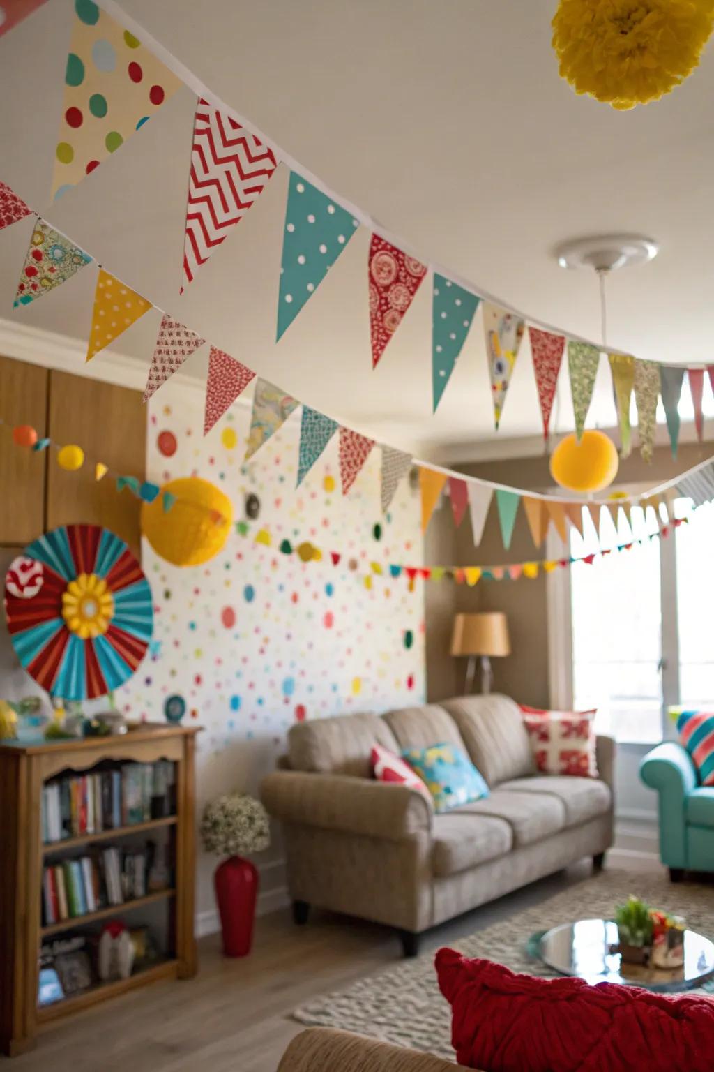 Streamers and festoons inject a festive vibe into your area.