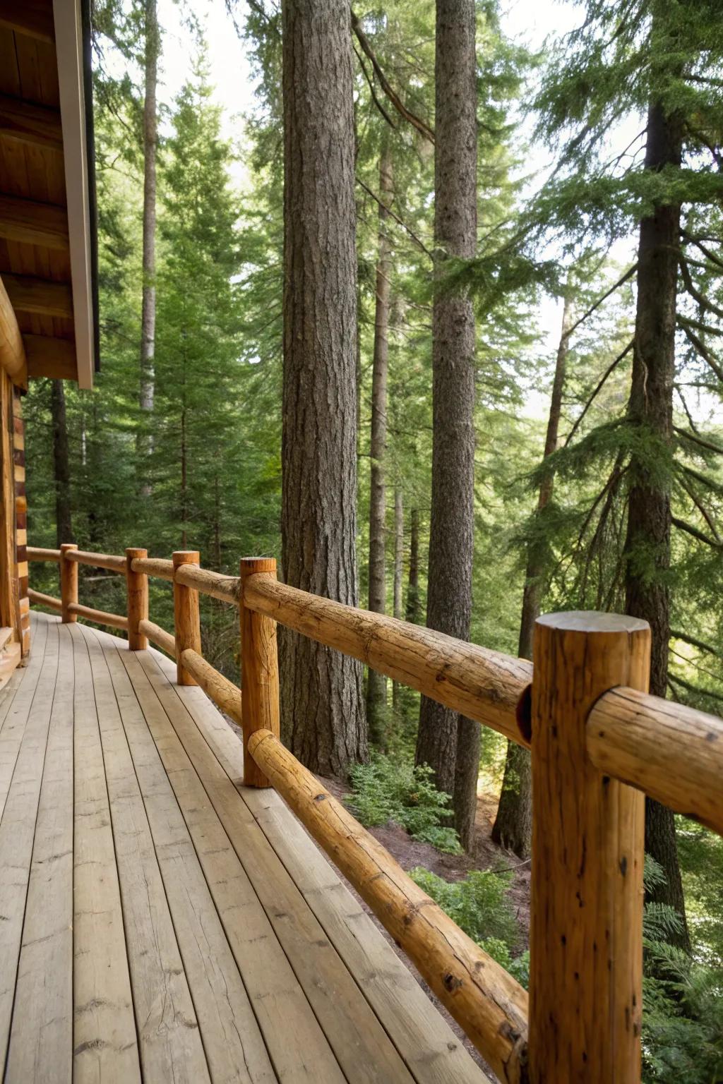Embrace nature with authentic wood railings.
