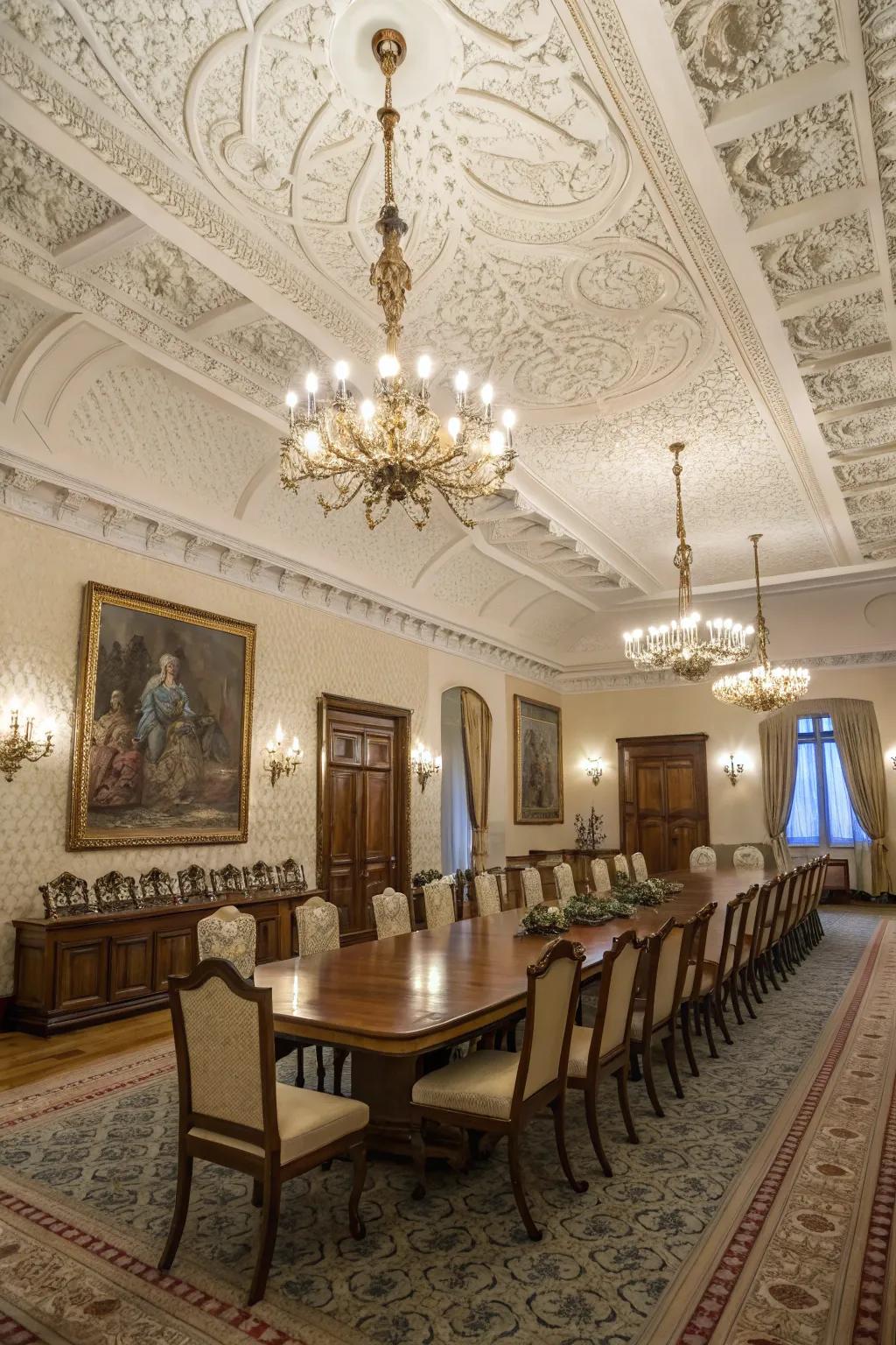 Transform your space with the detailed beauty of filigree ceiling texture.