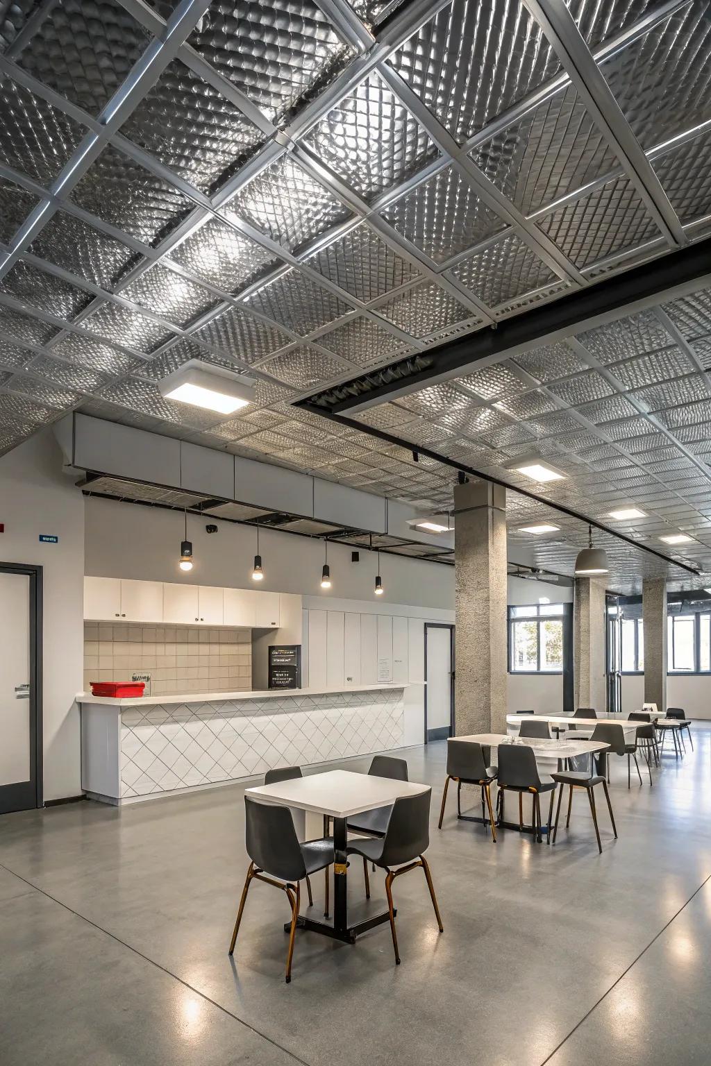 A modern area showcasing shimmering metal panels for an industrial vibe.