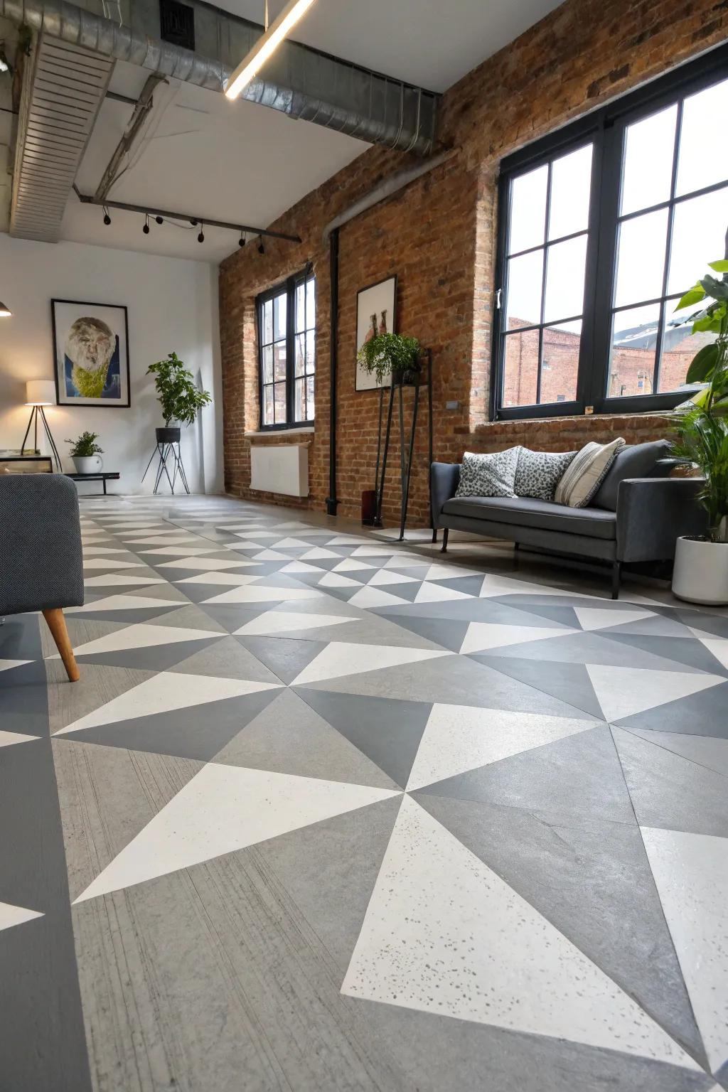 Express yourself with imaginative painted concrete floors.