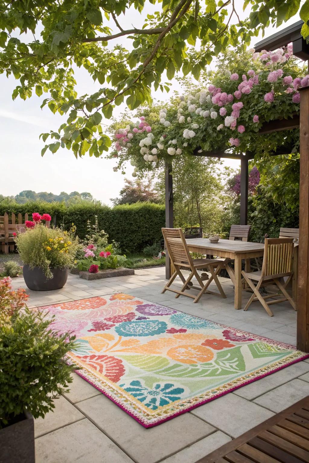 An outdoor rug can instantly boost your patio's style.