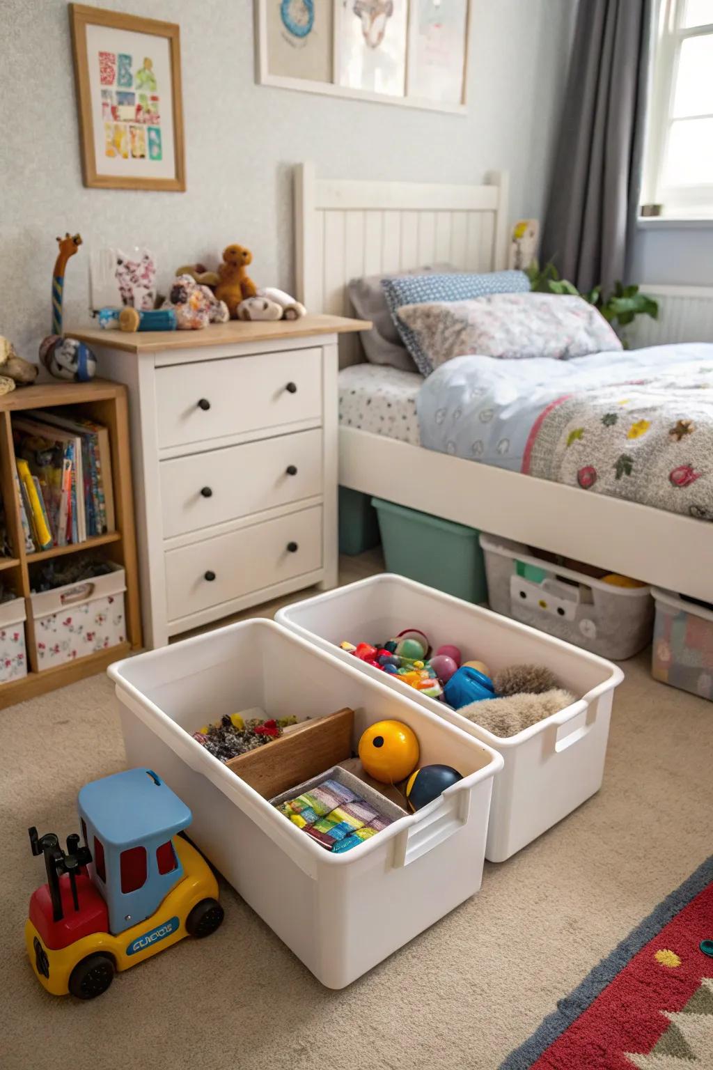 Get the most out of area with below-bed stowing.