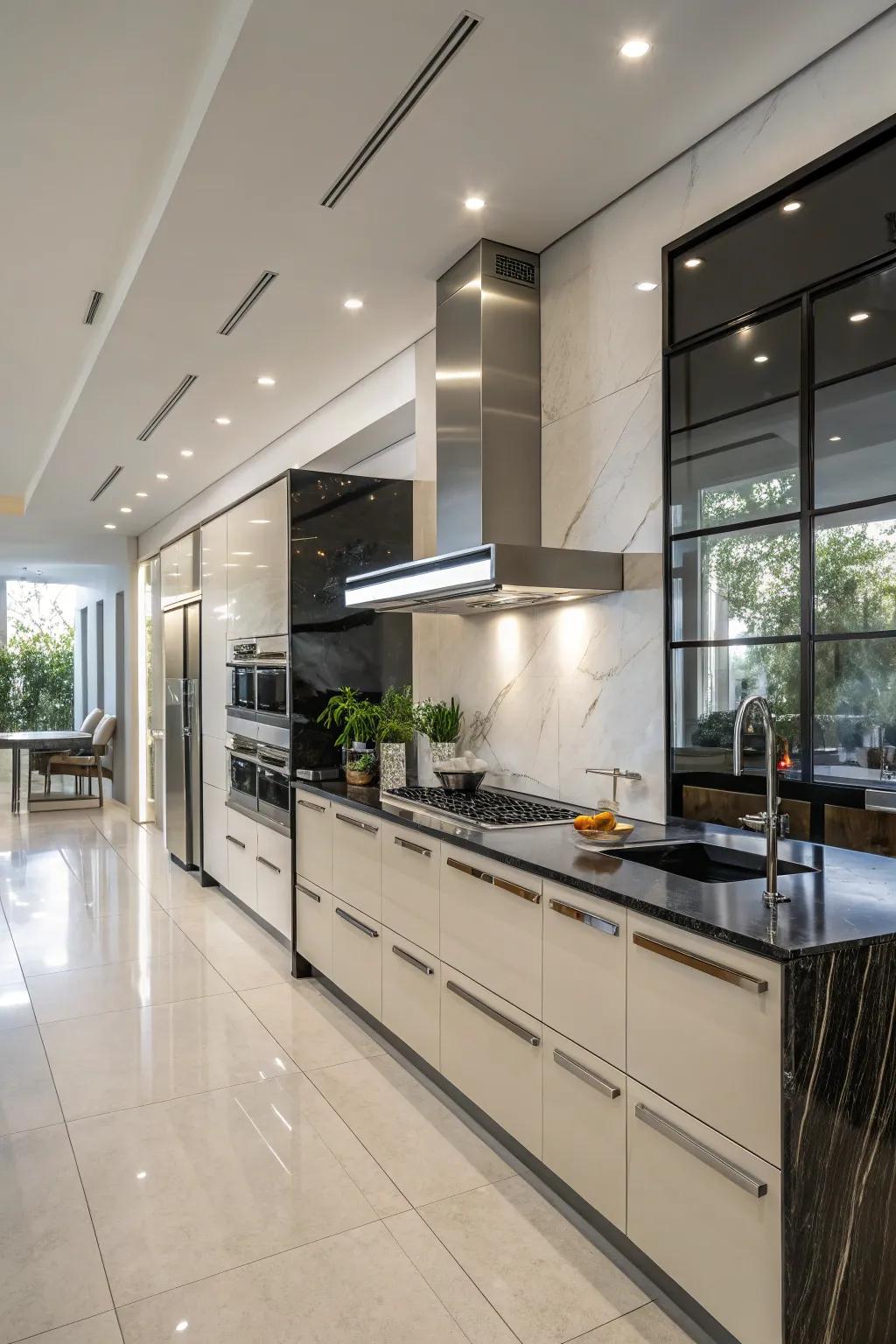 A modern kitchen design that exudes professionalism.