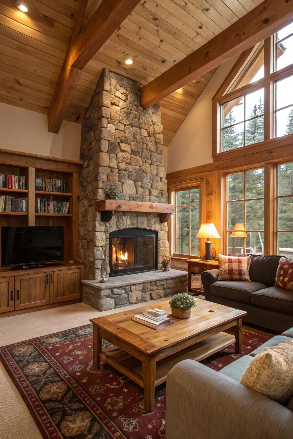 Authentic timber features bring coziness and country charm to this welcoming area.