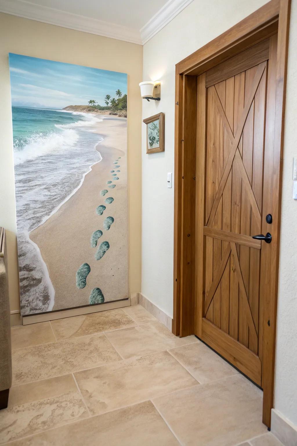 Footprints in water art offers a reassuring welcome in your entryway.