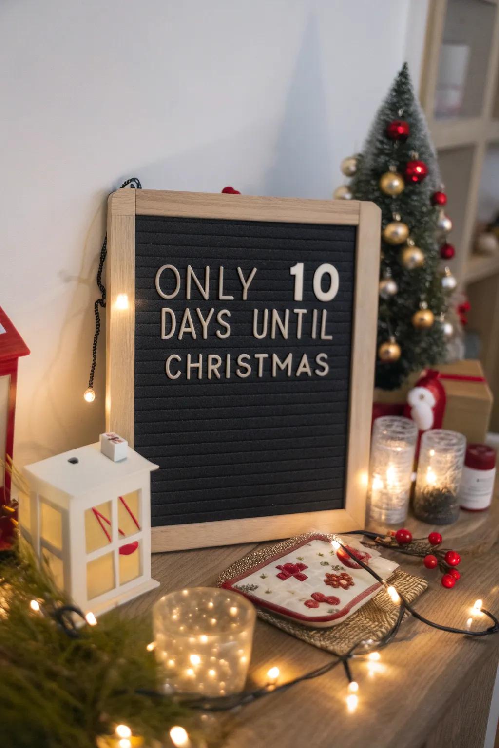 A countdown message board to build anticipation for Christmas Day.