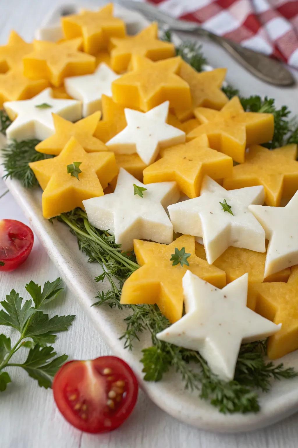 Star cheddar pieces for a celebratory accent.