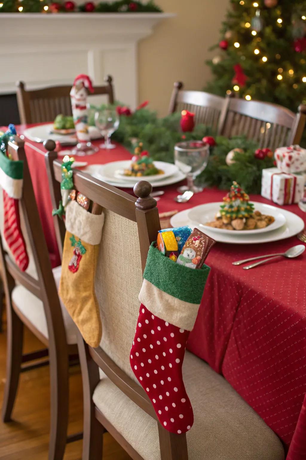 Dinky stockings filled with surprises make guests of all ages happy.