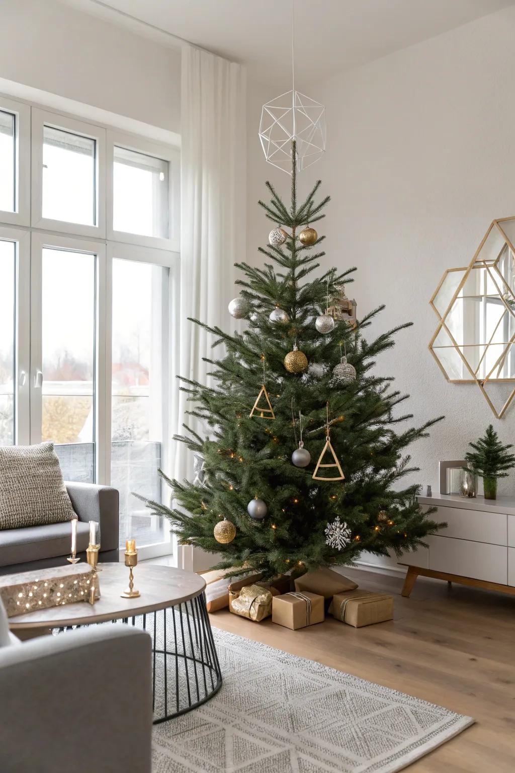 Understatement is key using a modern simple tree.