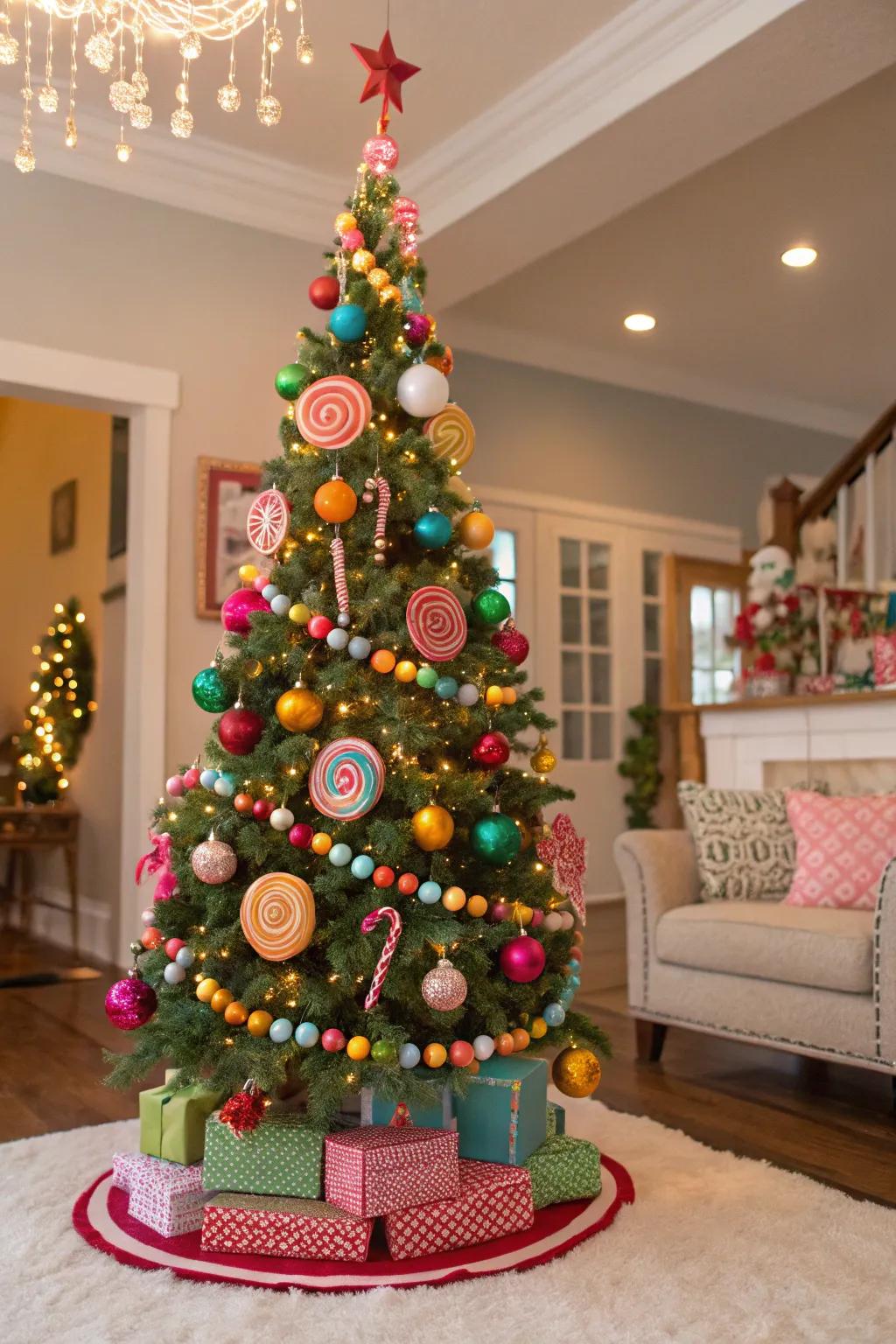 A Candyland theme brings vibrant fun to your festive decor.