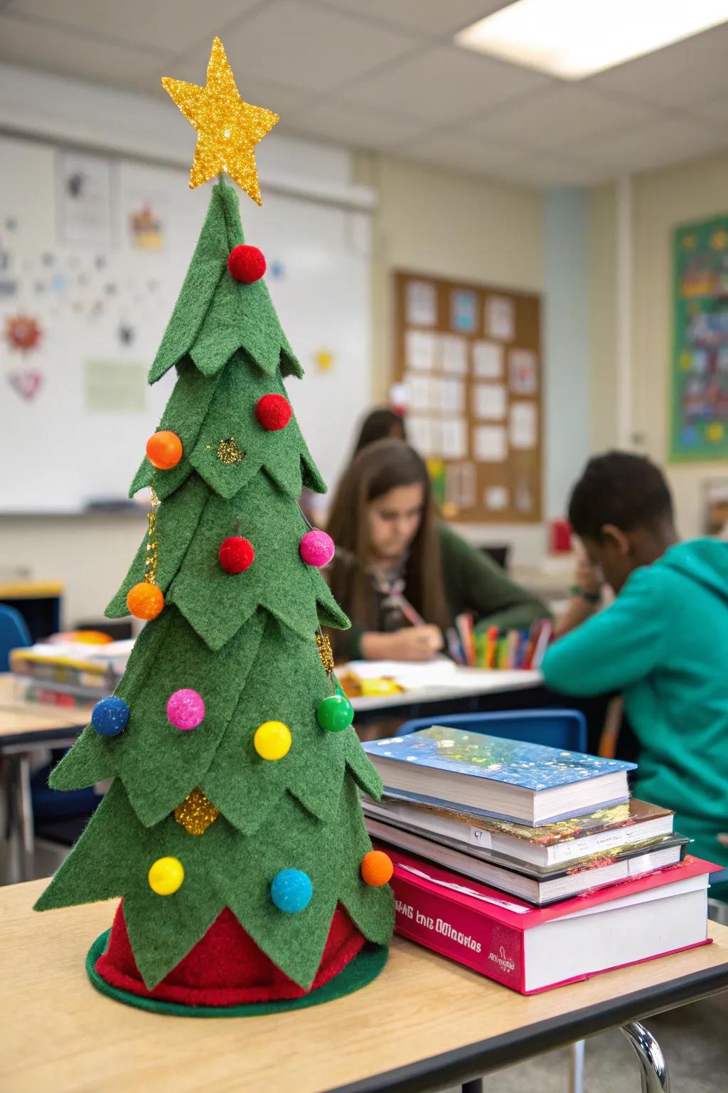 Soft and cozy felt Christmas tree with ornaments