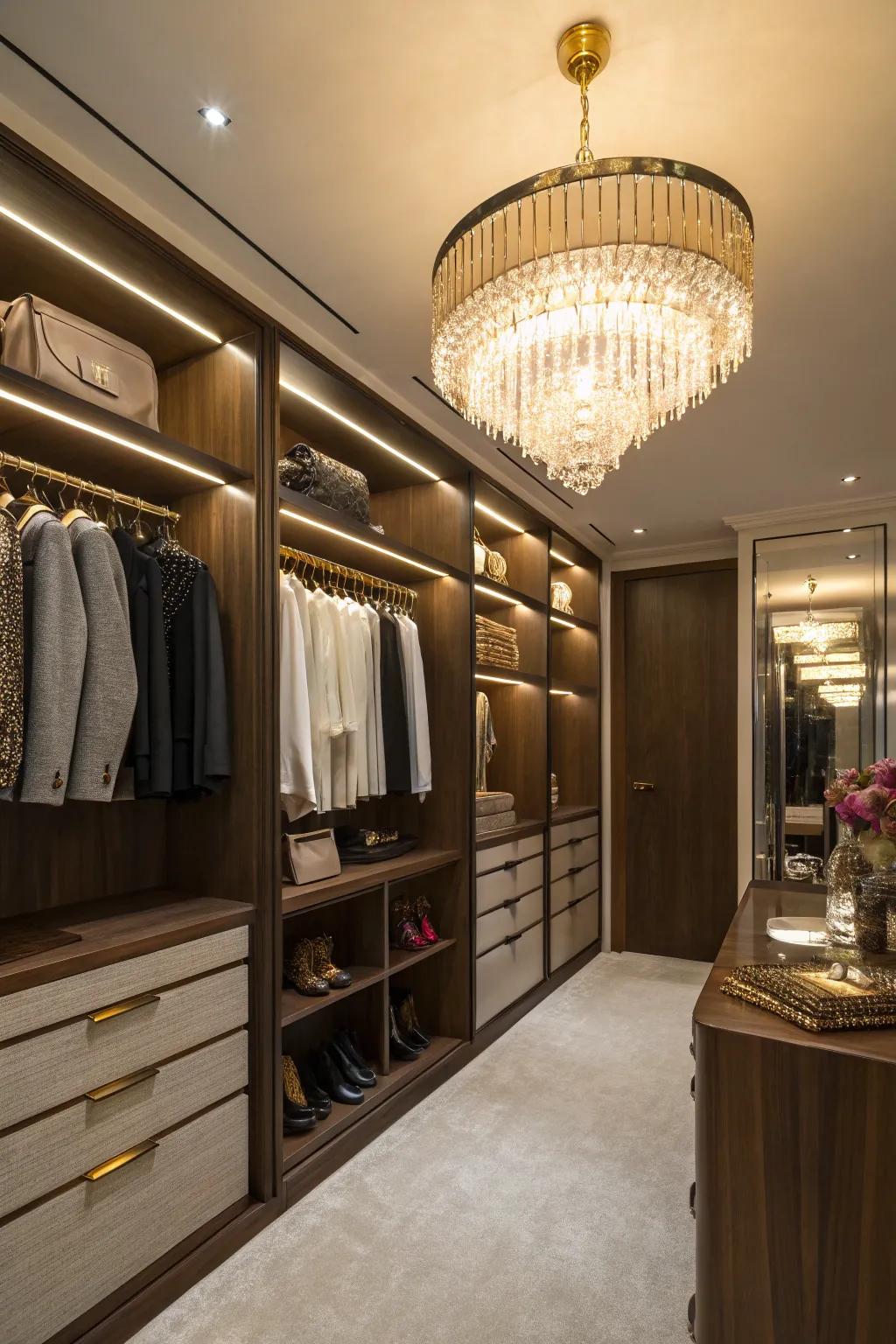 Elegant lighting enhances both the look and utility of your closet.