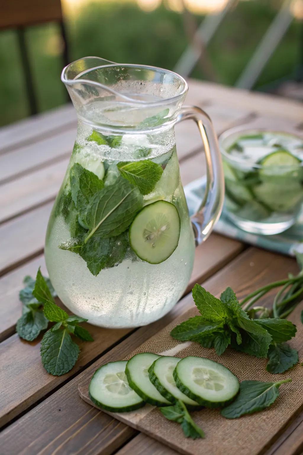 Herb-mixed water, a refreshing addition to your coffee hour.