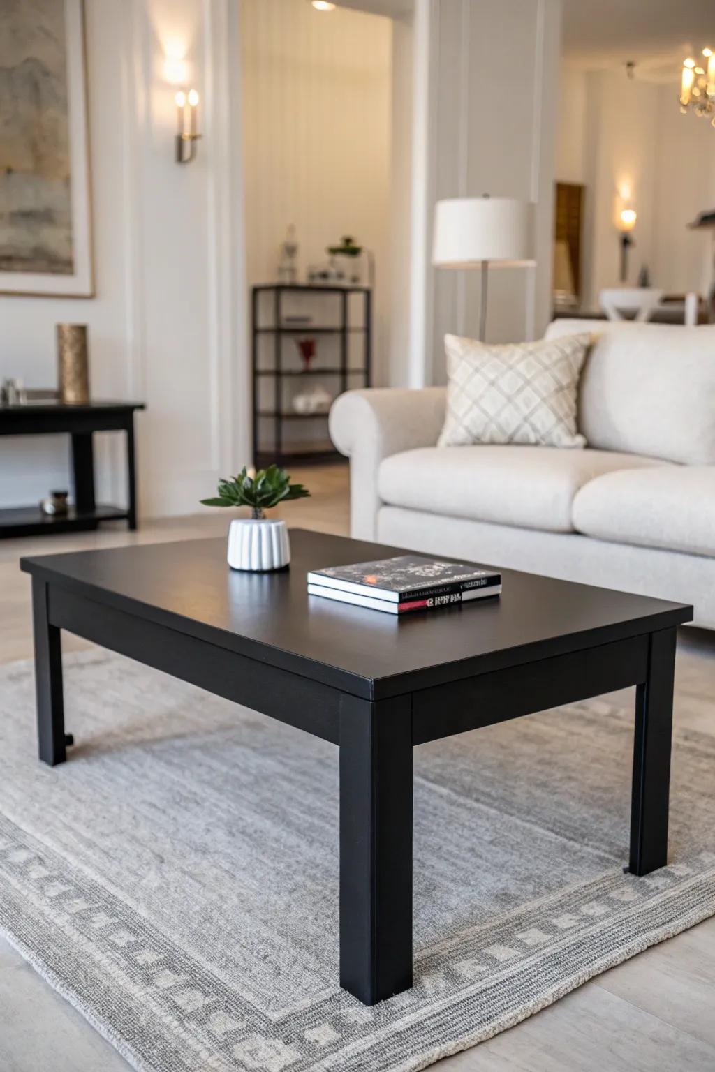 Black tables introduce a sleek and sophisticated feel to modern settings.