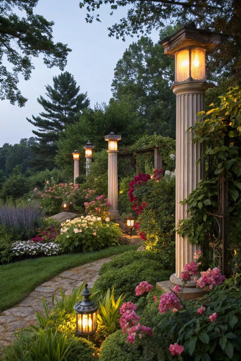 Highlight your garden's beauty using planned lighting.