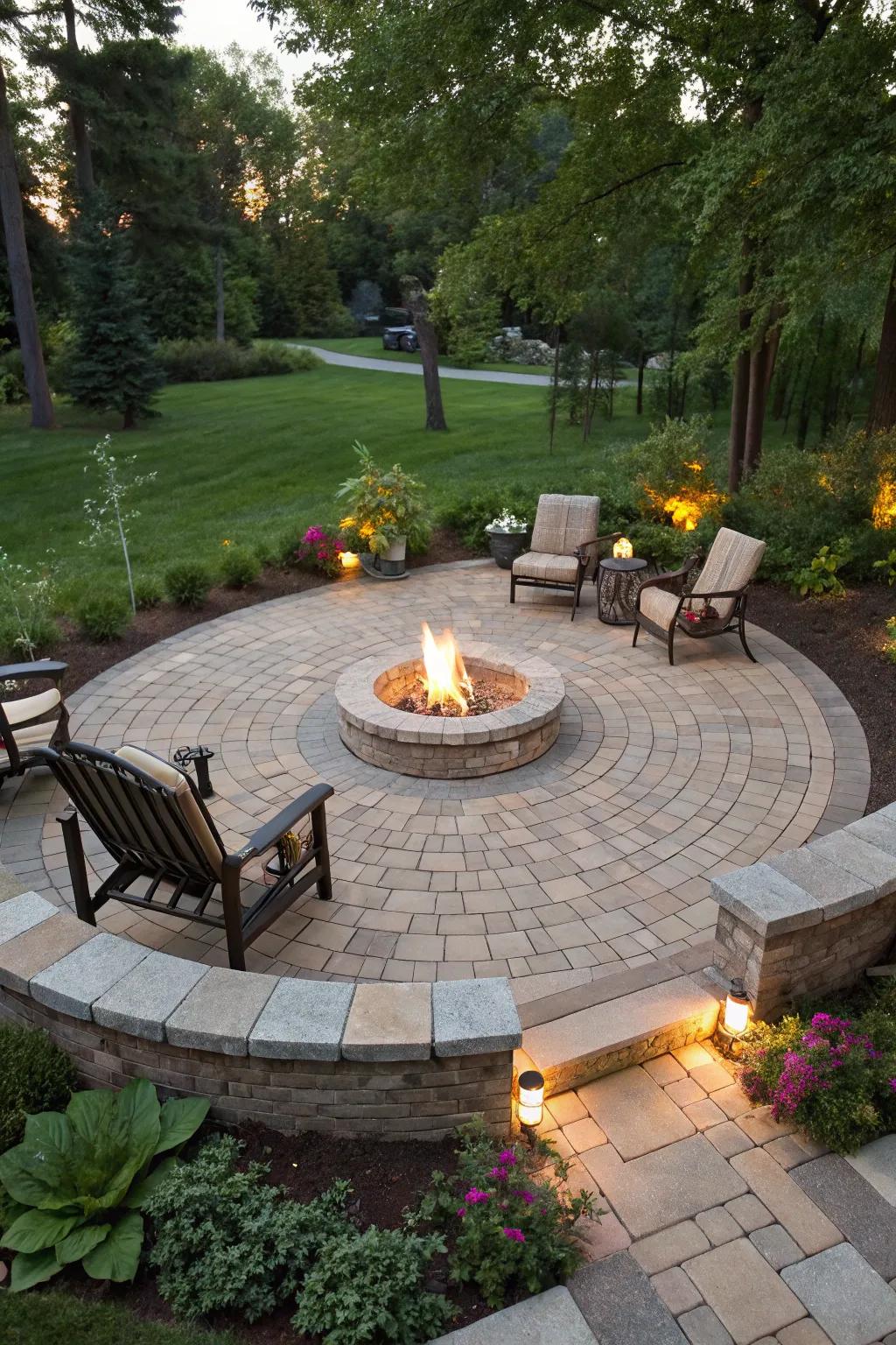 Create a statement with a circular ground cover design.
