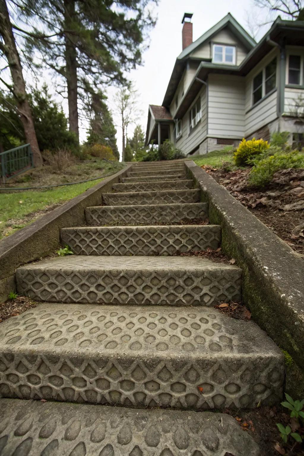 Textured steps offer both beauty and functionality.