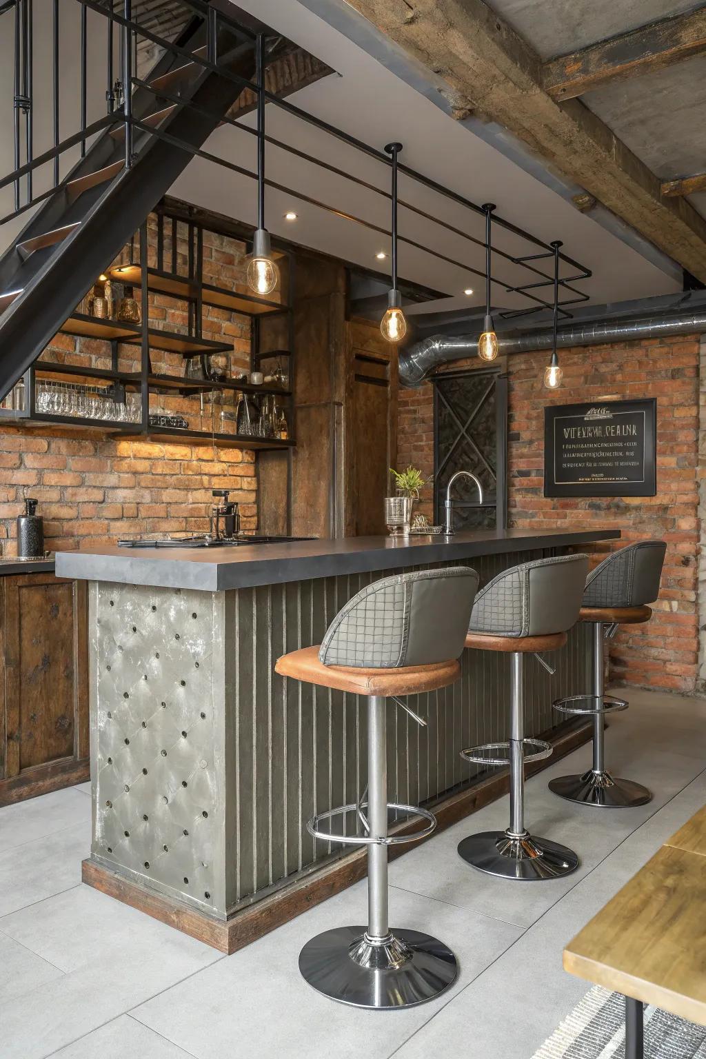 Get an urban edge with an industrial bar arrangement.