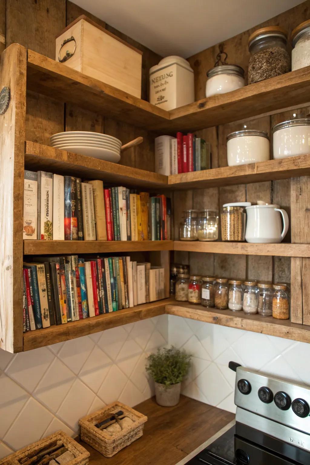 Country shelves infuse coziness and individuality into any space.