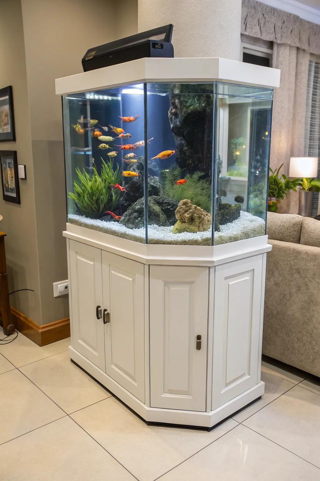 A practical design allows for simple access to keep your fish tank maintained.