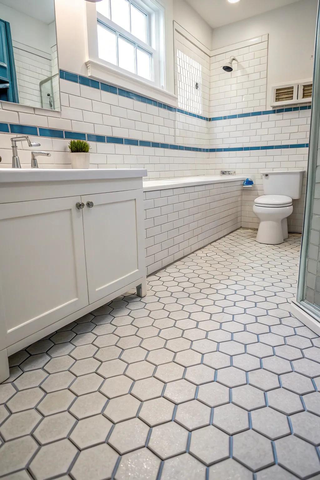 Classic tile designs in a cottage bathroom
