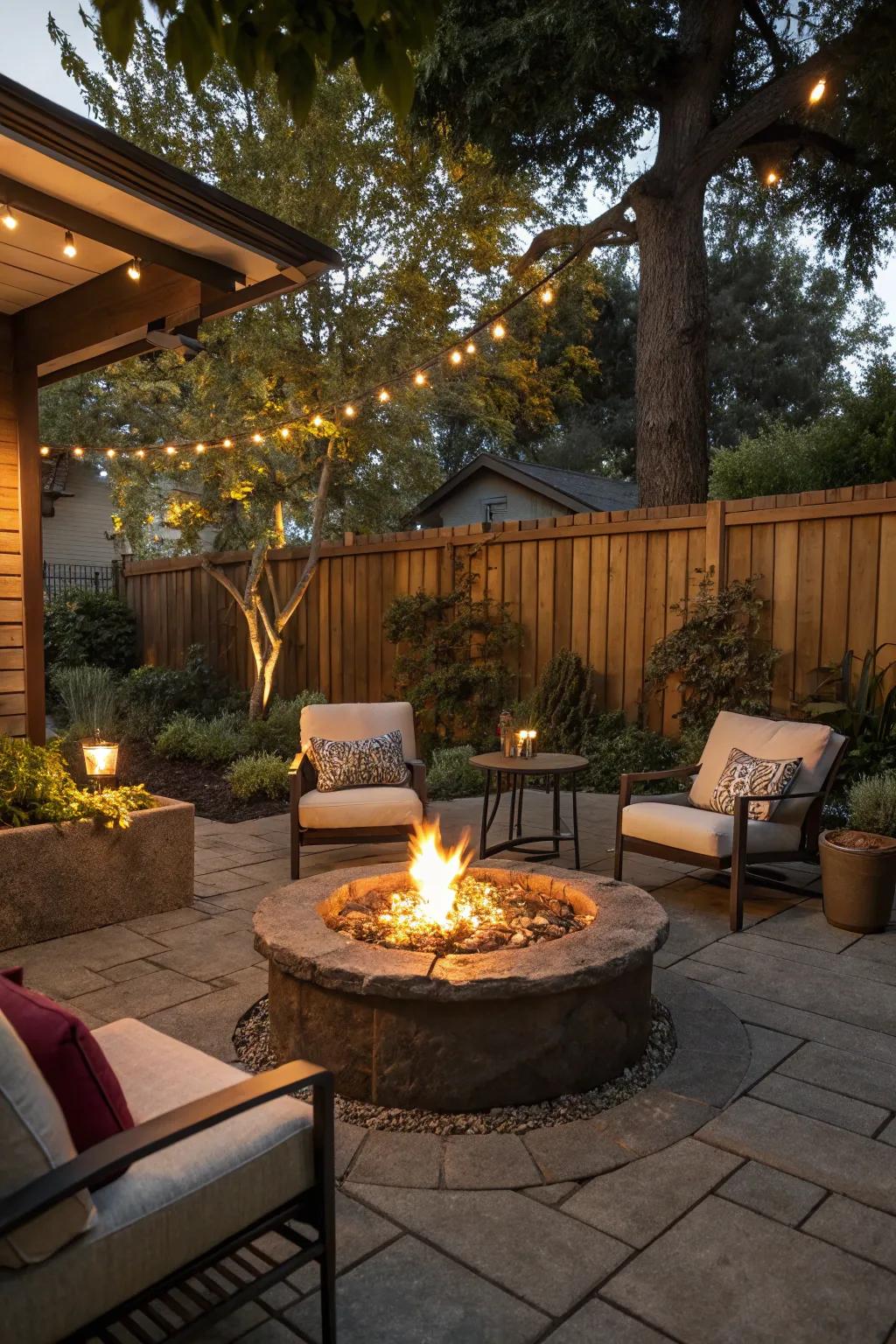 A bonfire spot is just right for comfortable get-togethers.