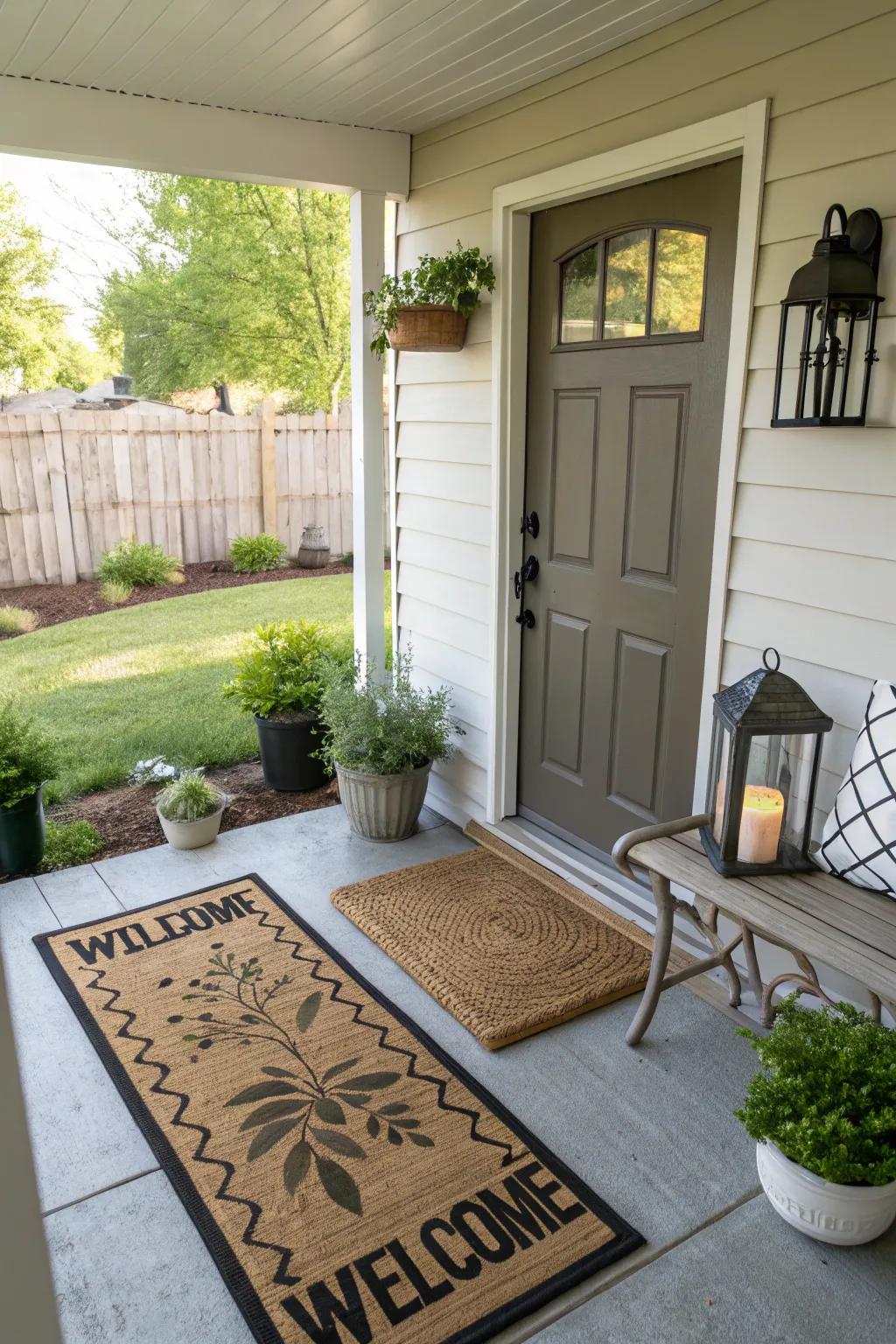 An attractive doormat introduces character right at the entry.