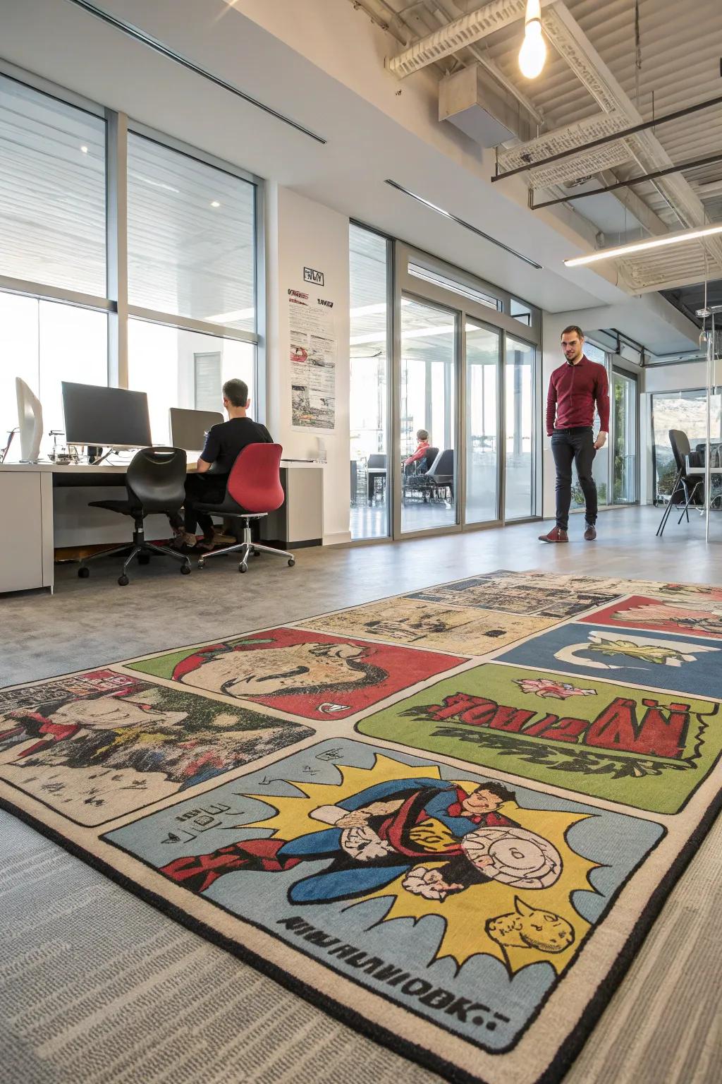 A trendy culture inspired rug adds personality and fun to any space.