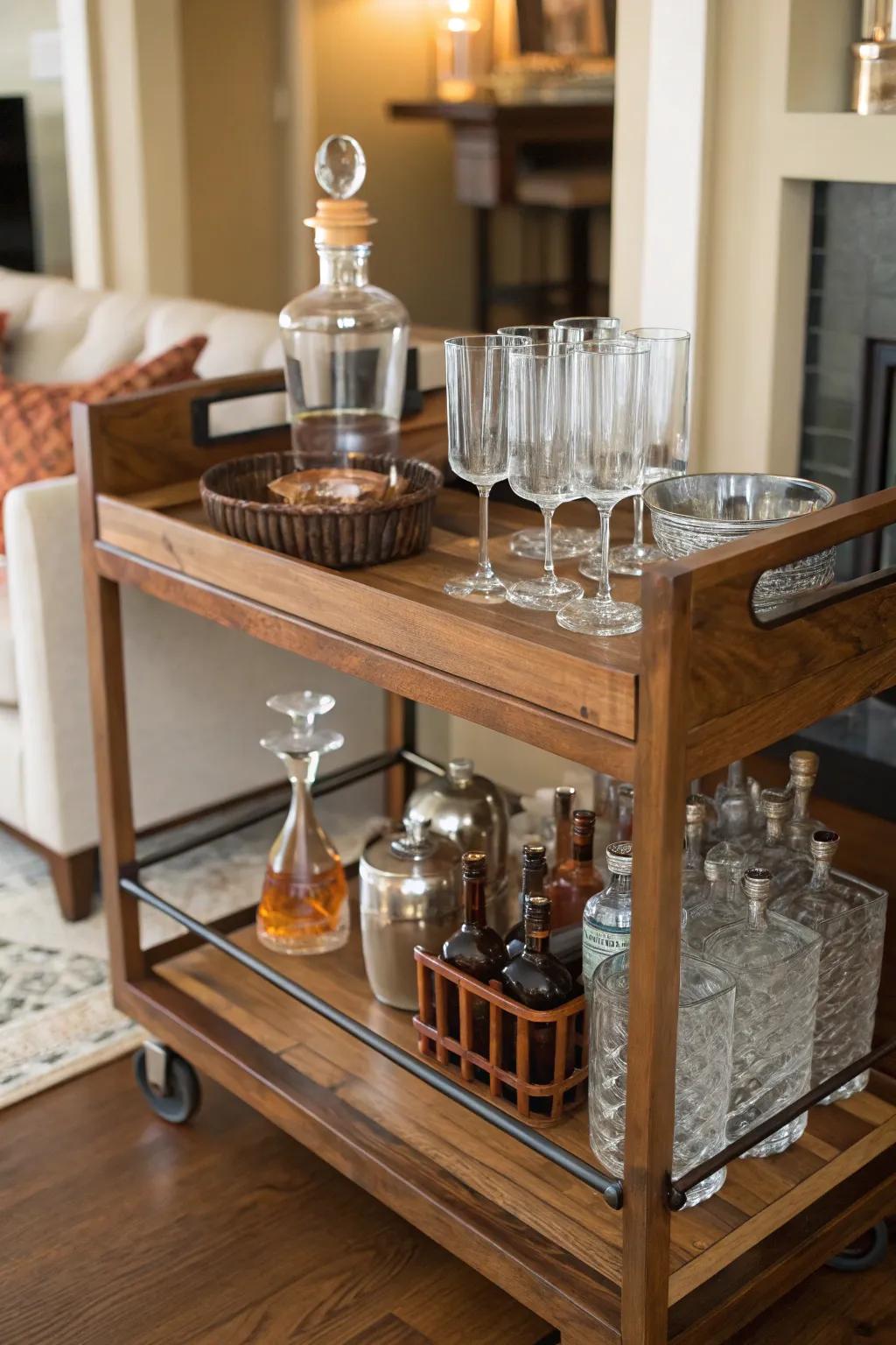 A chic home bar featuring stylish vessels.