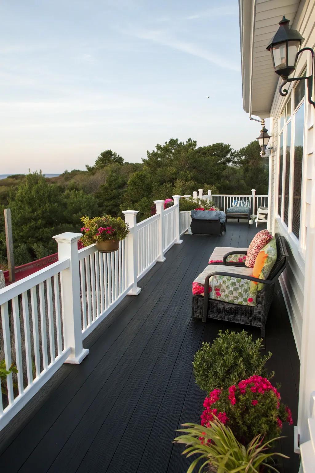 Ebony decks create a bold and dramatic outdoor statement.