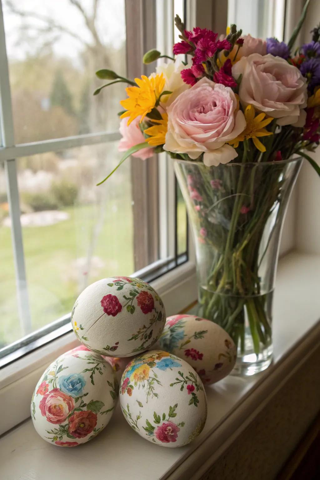 Flower-decorated spheres giving a taste of spring inside