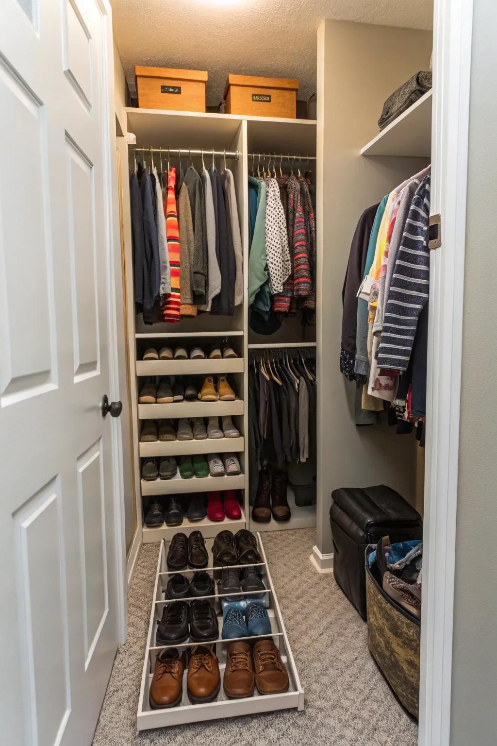Maintain your footwear neatly organized with a specific shoe rack.