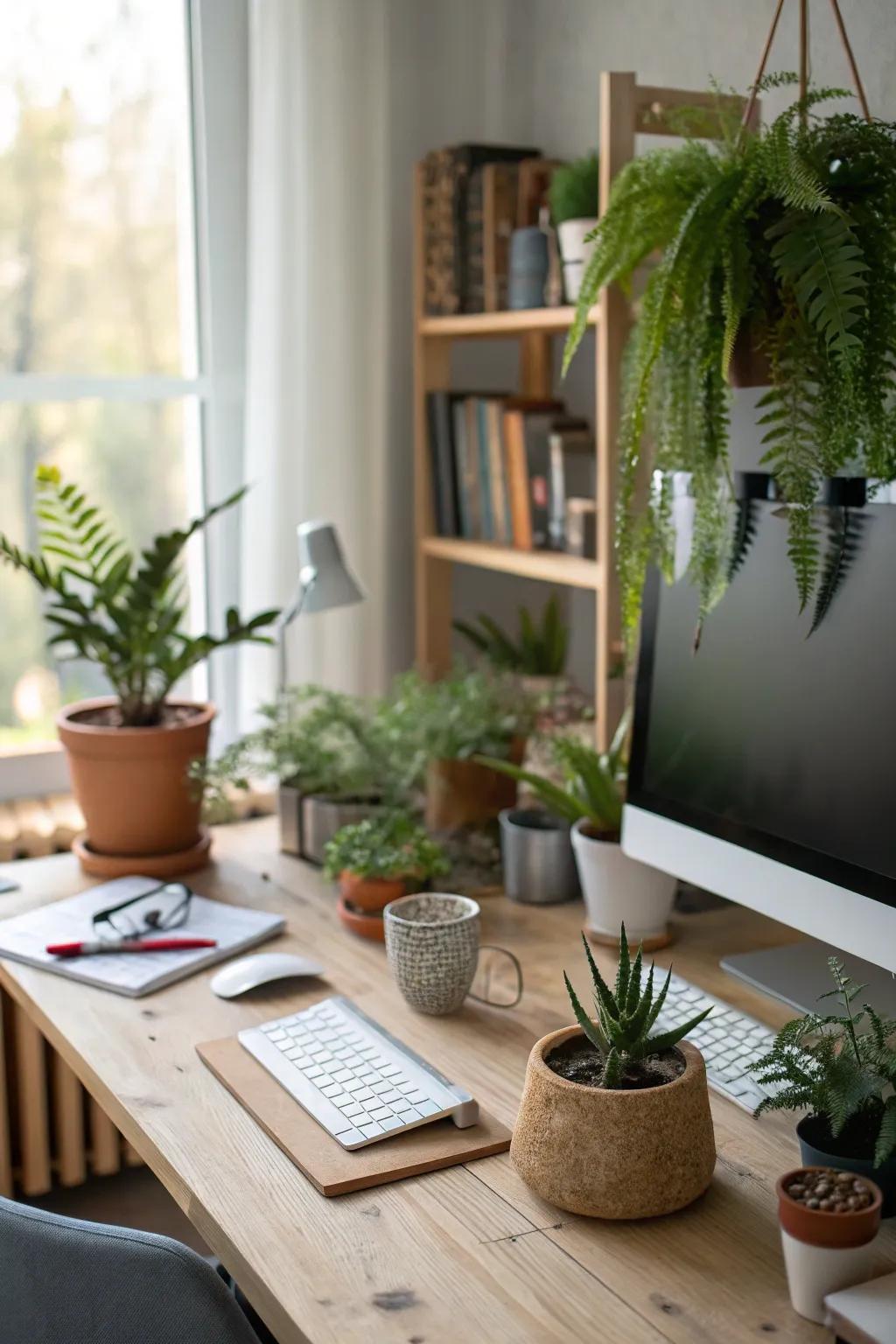 Greenery adds a fresh and lively touch to your workspace.