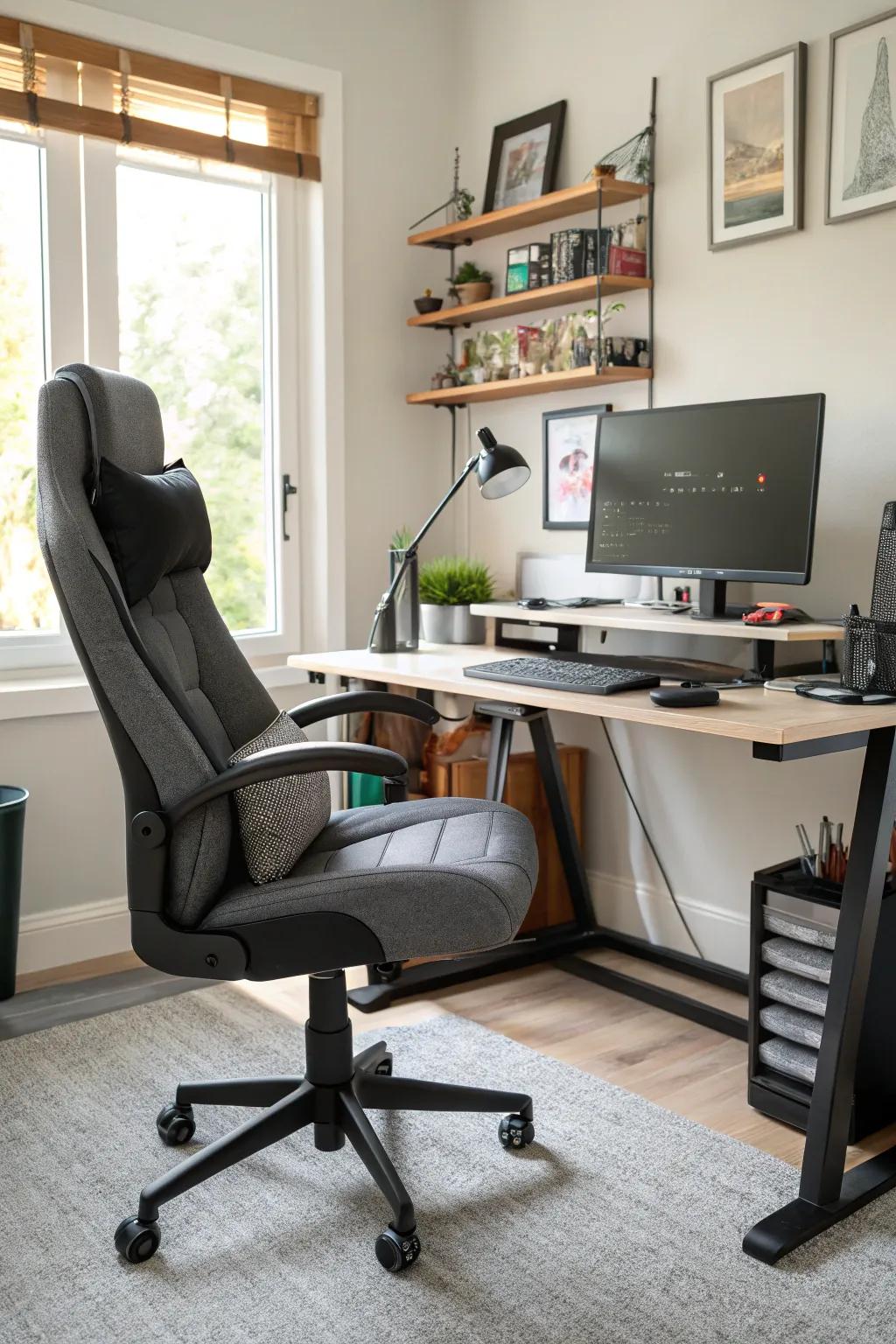 Ergonomic furniture ensures comfort and productivity.