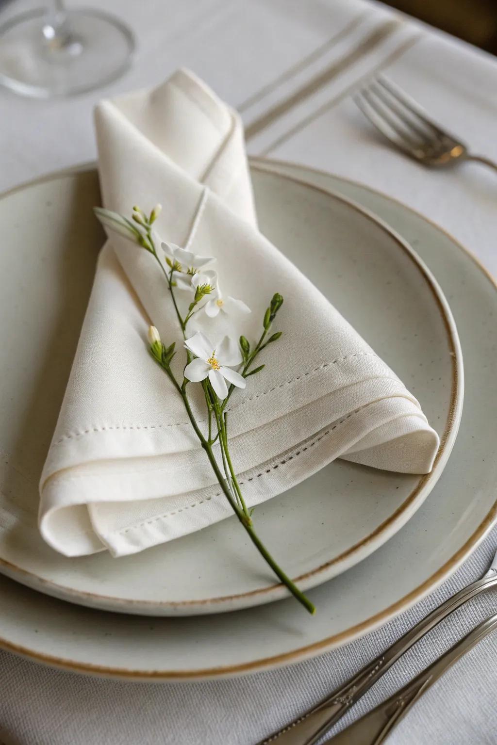 Complex fabric art introduces an artistic touch to your table.