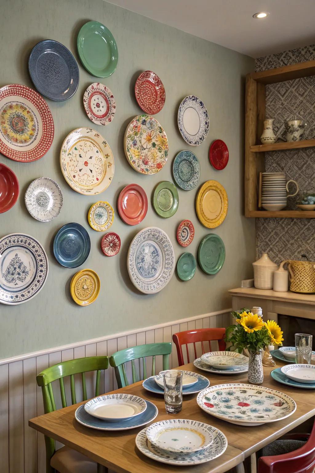 An eclectic combination of plates brings character and interest.