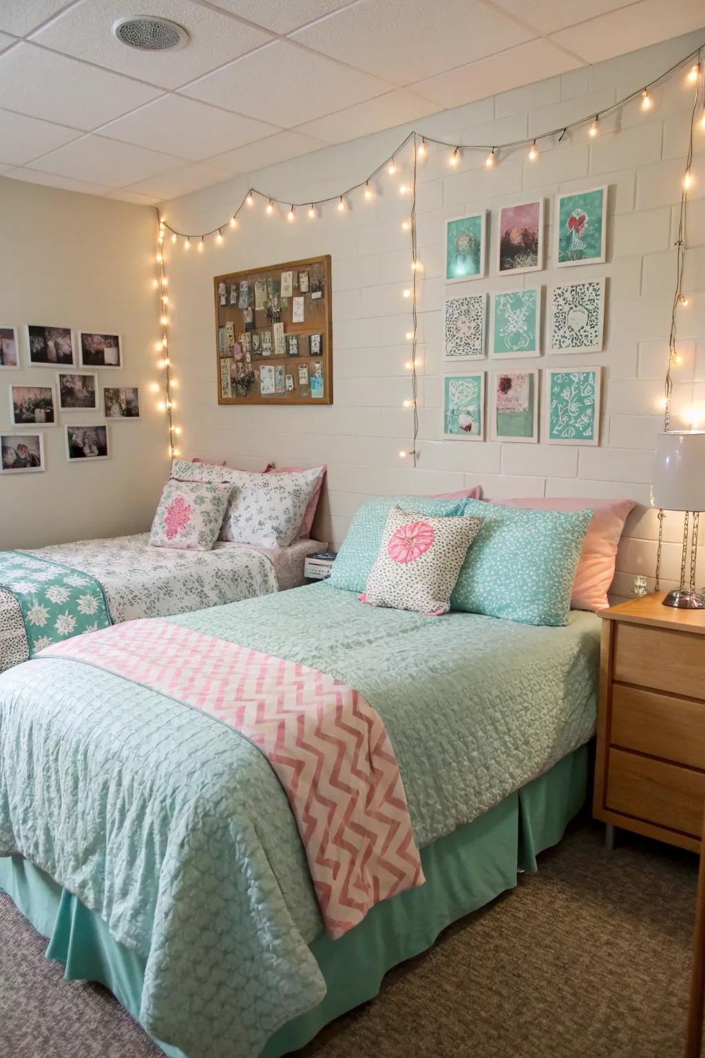 Achieve a relaxing atmosphere with matching colors.