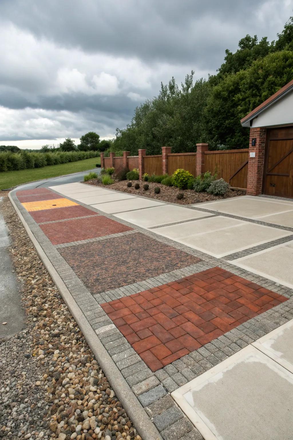 Blending materials adds depth to your driveway.