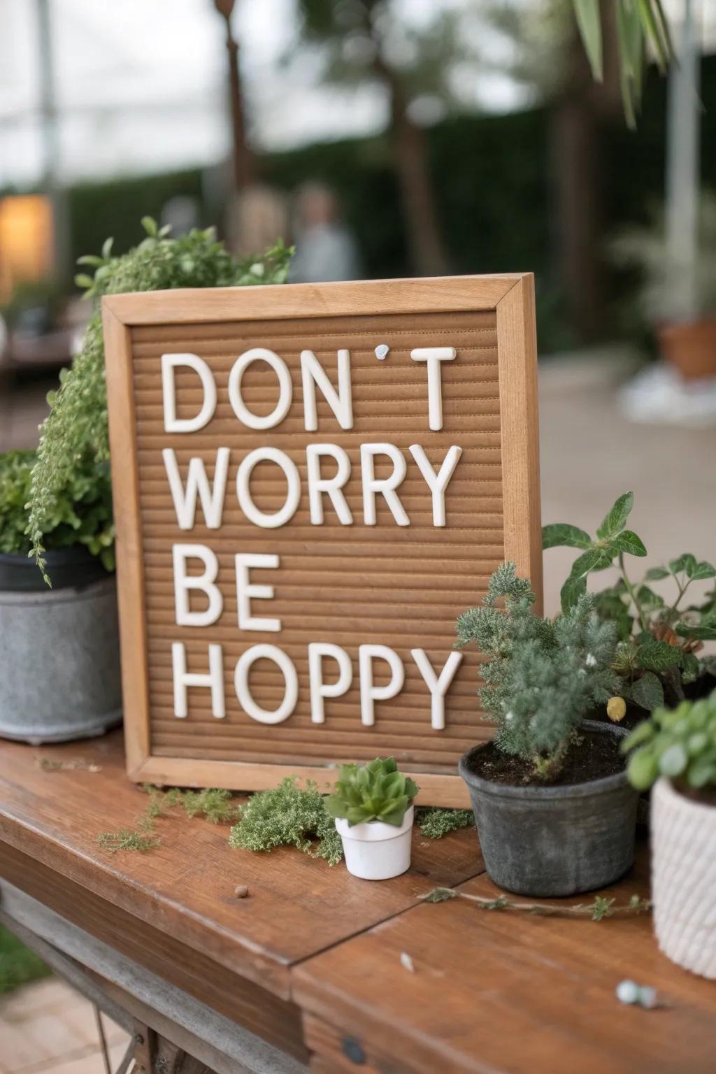 An inspirational quote that boosts moods and brightens spaces.