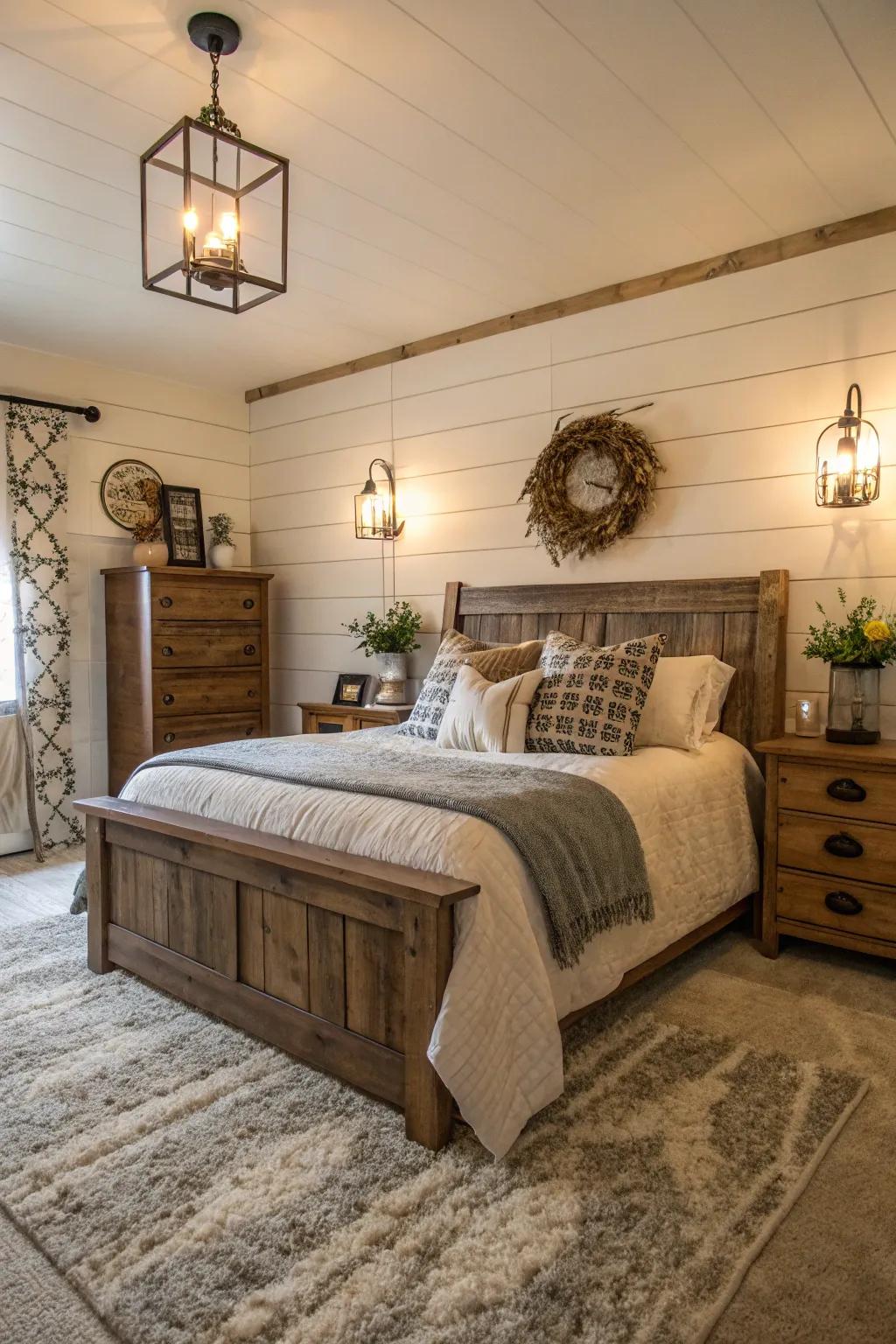 Wooden plank walls bring a hint of rustic charm to your home.