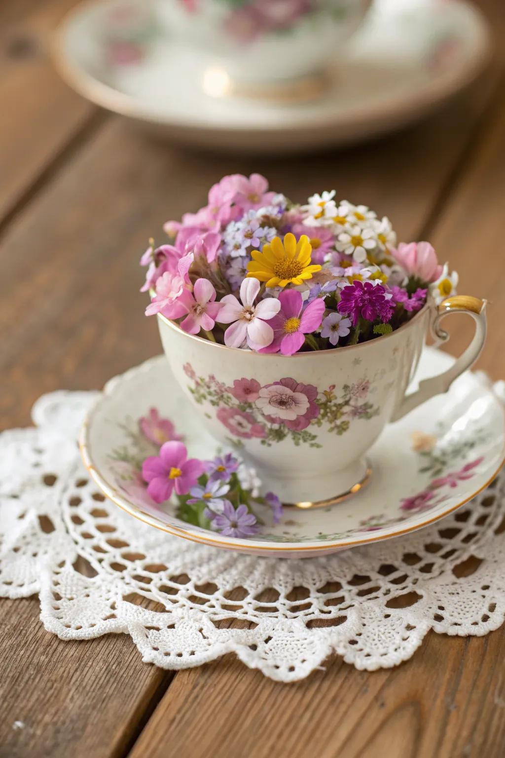 Distinctive holders introduce character to blossom presentations.