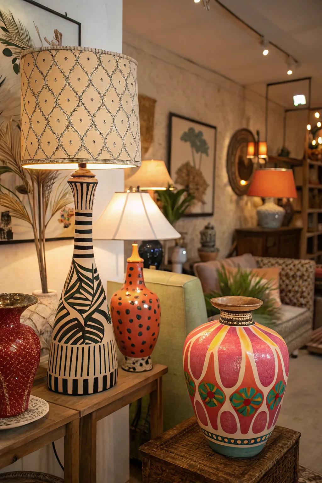 This space is infused with personality and intrigue through eclectic accessories.