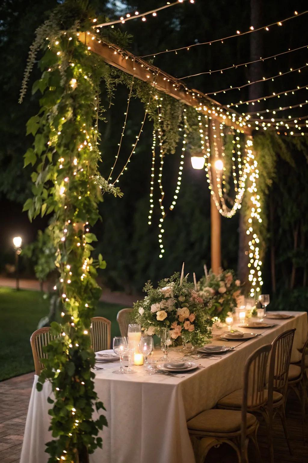 Fairy lights add a hint of magic to this environment.
