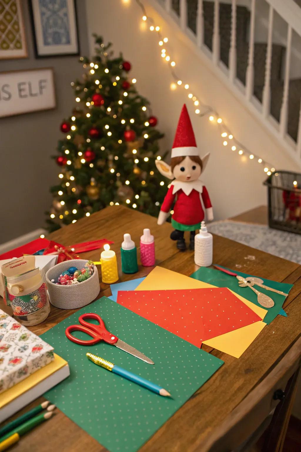 Spur creativity with a DIY elf craft station.