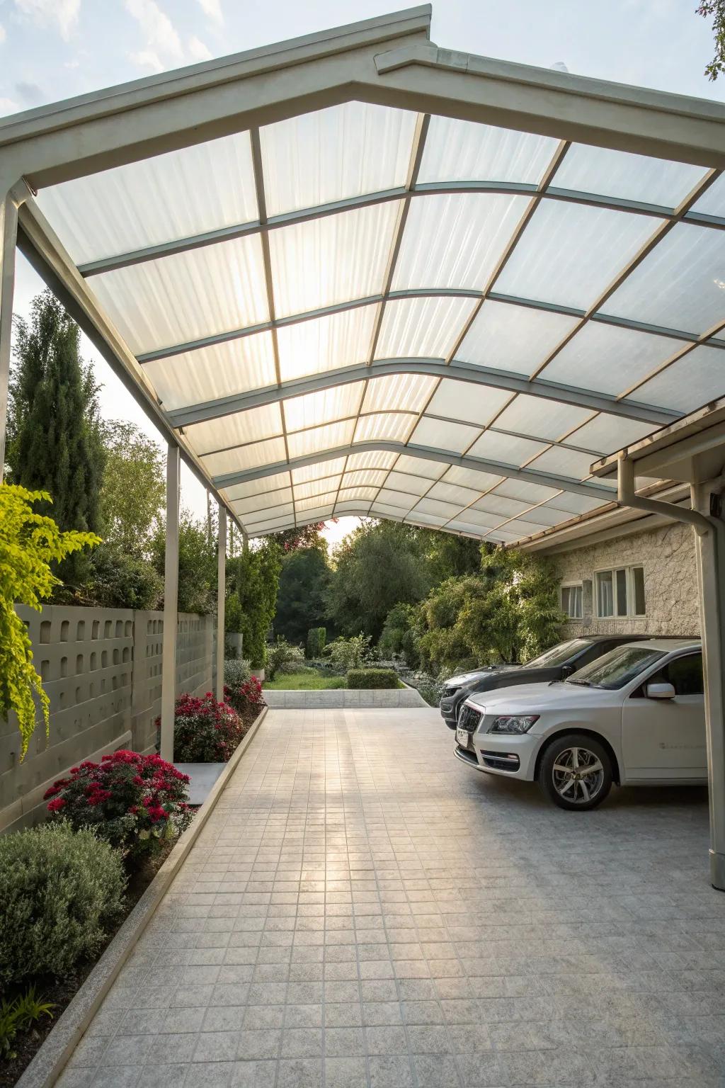 Enjoy light and air with an open-air carport design.